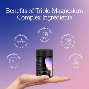 MitoQ Triple Magnesium Complex | Magnesium Glycinate, Taurinate, Oxide with GABA for Heart Health, Stress Management, & Deeper Sleep | High Absorption | 90 Capsules MitoQ buy supplements Au