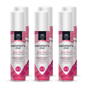 Summer's Eve Freshening Spray | Sheer Floral| 2 oz Size | Pack of 6 | pH Balanced, Dermatologist