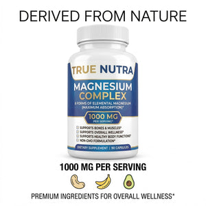 True nutra Magnesium Complex,Advanced 8-in-1 Magnesium Blend,Glycinate, Citrate, Malate, Taurate etc,High Formula,90 Capsules true nutra buy supplements Au