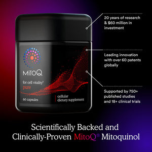 MitoQ Pure Advanced Mitochondria Supplement Superior Bioavailability to CoQ10 | Reduces Free Radical Damage for Healthy Aging, Metabolism, Heart Health, Energy, Strength & Mobility MitoQ buy supplements Au