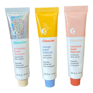 Glossier Balm Dotcom Trio Mango, Birthday, Coconut Size: 0.5 fl oz / 15 ml GlossierBuy Supplements Australia