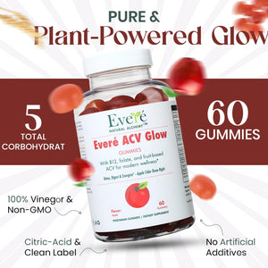 Everé ACV Glow Gummies – Apple Cider Vinegar with B12, B6, Iodine, Folate, Beetroot & Pomegranate – Daily Wellness Support for Energy & Balance The EverÉ Natural Alchemy buy supplements Au