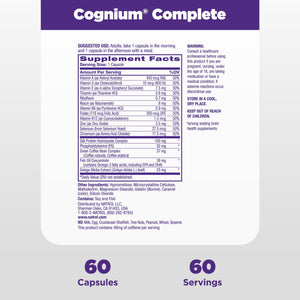 Natrol Cognium Complete, Dietary Supplement for Brain Health, Brain Health Supplements for Adults, 60 Capsules, 30 Day Supply NatrolBuy Supplements Australia