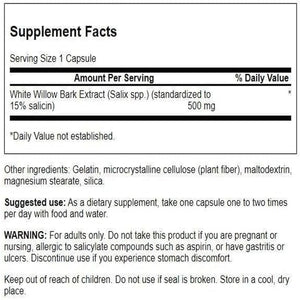 Swanson White Willow Bark Extract - Promotes Joint Support and Muscle Relief - Standardized to 15% Salicin - Natural Supplement with No Stomach Irritation - (120 Capsules, 500mg Each) SwansonBuy Supplements Australia