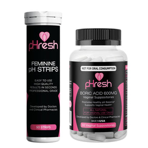 ACE NUTRITION pHresh Boric Acid Suppositories & Vaginal pH Test Strips Bundle