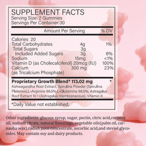 ZYGCDZ Growth Gummies for Kids & Teens - Natural Height Support with Vitamin D3, K2, Calcium & Ashwagandha - Bone Strength Supplement for Picky Eaters Ages 5+ (Watermelon Flavor) (1) ZYGCDZBuy Supplements Australia