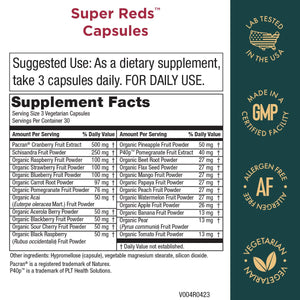 Purity Products Super Reds Capsules Formula (20+ Organic Super Fruits and Berries) Certified Organic Phytonutrients - 90 Capsules Purity ProductsBuy Supplements Australia