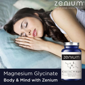 Zenium - Magnesium Glycinate for Sleep, Chelated, 600mg per Serving, 120 Capsules | High Absorption | Relieve Tension, Worry, Nervousness | Calm The Mind & Body | Ayurvedic | Natural Relief Supplement Zenium buy supplements Au