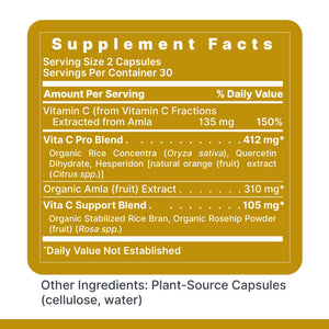 Premier Research Labs Vitamin C Supplement - Natural Vitamin C, Whole Food Vitamin C, Essential C Complex, Pure with Bioflavonoids & Organic Ingredients - 60 Vegetarian Capsules Premier Research LabsBuy Supplements Australia