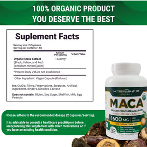 Powerful Maca Blend for Men – Black, Red & Yellow Maca Capsules | Supports Energy, Stamina & Endurance | Promotes Hormonal Balance & Vitality Mother Nature Organics Superfoods for Organic Living buy supplements Au