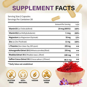 Theronika Aly Saffron Supplements – Blend with Ashwagandha, Safron, Rhodiola, Magnesium, L-Theanine, Zinc & B12, 88.5 mg Pure Saffron Extract Capsules Mood, Energy, Vision & Focus – 60 Vegan Capsules Theronika Aly buy supplements Au