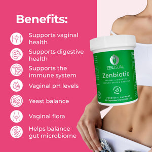 ZENZSUAL Zenbiotic Probiotics Support for Women – 25 Billion CFU, Vaginal Health & pH Balance Support, Odor & Yeast Control, Gut & Digestive Health, Urinary Comfort, Hormone Balance, 30 Vegan Capsules ZENZSUAL buy supplements Au