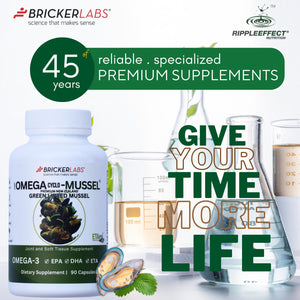 Bricker Labs Omega Cyclo - Mussel Joint Health Supplement, Premium New Zealand Green Lipped Mussel, Full Spectrum Omega Joint Supplements for Joint Health and Comfort, 90 Capsules Bricker LabsBuy Supplements Australia