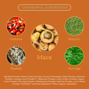 Aduna Organic Energy Superfood Blend | 100% Natural Stir-in Blend With 10+ Superfoods for Natural Energy, Focus & Reduced Tiredness | Vegan Powder for Yogurt, Juices, & Smoothies | 250g Aduna buy supplements Au