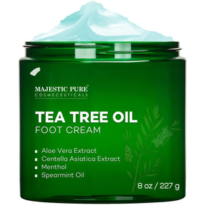 MAJESTIC PURE Athletes Foot Cream with Tea Tree Oil, Aloe & Spearmint - Hydrates