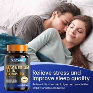 Magnesium Complex 700mg – 12-in-1 Magnesium Supplement with Glycinate, Citrate, Malate, Oxide, Taurate & More – High Absorption for Muscle, Heart, Sleep, Bone, Nerve Support –120 Capsules (1 Pack) Vccvaa buy supplements Au