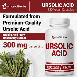 Immortal Herbs Pure Ursolic Acid Supplement 300mg, 120 Pills, Rosemary Leaf Extract Powder, Non-GMO and Gluten-Free Ursolic Acid Capsules for Women and Men Immortal HerbsBuy Supplements Australia