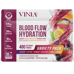 VINIA Resveratrol Electrolyte Hydration Powder Mix | Boost Blood Flow & Circulation | Sea Salt, Coconut Water Potassium, Magnesium, Informed Sport Certified VINIA buy supplements Au