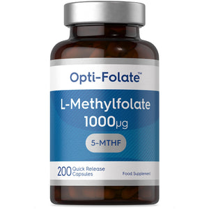 L-Methylfolate 1000ug | 200 Capsules | 5-MTHF Folate Supplement | Active Form