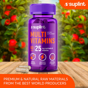 Multivitamin Supplement | Complex with Vitamin A, C, D, E, K1, B, Zinc & Chromium | Hair, Skin & Nail Beauty Vitamins | Immune Support Supplements for Men & Women | 60 Capsules SUPLINT buy supplements Au
