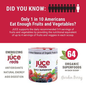Terra Kai Organics JUCE Reds Organic Superfood Powder - Garden Berry Flavor | Fruit & Veggie Powder for Everyone w/64 Immune Boosting Superfood Plus Probiotics for Gut Health | 20 Servings (230g) Terra Kai OrganicsBuy Supplements Australia