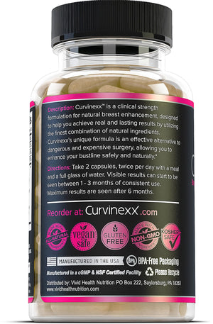 CURVINEXX (3 Bottles) - Natural Breast Toning and Firming Supplement. Lift, Firm and Enhance your Bust Naturally... Curvinexx buy supplements Au