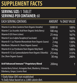 Actif Advanced Immune Support with 10+ Factors for Immunity Booster - 100% Natural, Non-GMO, 60 count ACTIF buy supplements Au