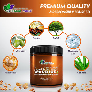 Herbal Mana Frankincense DMSO Body Cream with Magnesium & Hyaluronic Acid | Royal Warrior Herbal ManaBuy Supplements Australia