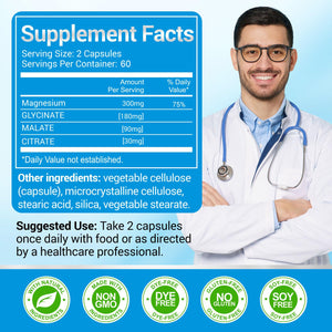 ASSR Triple Magnesium Complex – 300mg Magnesium Supplement with Glycinate, Malate & Citrate – Supports Relaxation, Muscle & Nerve Function – High Absorption, Vegan, Non-GMO, 120 Capsules ASSR buy supplements Au