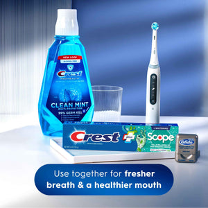 Crest + Scope Whitening Toothpaste - Pack of 3, 5.4 Oz Tubes - Anticavity Fluoride Toothpaste, Fresh Breath, Kills Germs - Tartar Protection,