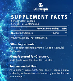 Clarusph Immunity* Supplement, Immune* Nucleotide Complex Blend 400mg Including AMP, CMP, GMP, UMP, Nucleo Immune*, 120 Capsules ClarusphBuy Supplements Australia