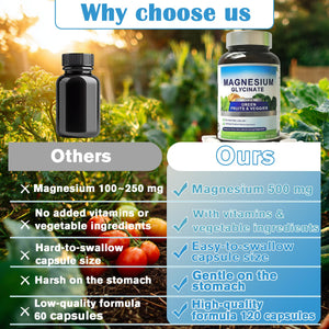 Magnesium Glycinate 500mg with Vitamin D3 – High Absorption Magnesium Supplement with Veggies Design – Supports Bone & Muscle Function and Energy – Non-GMO, Gluten-Free – 120 Veg Capsules FrexNutri buy supplements Au