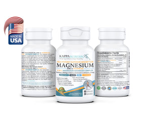 Kappa Nutrition Magnesium 4-in-1, 280mg Elemental Magnesium (Bisglycinate, Malate) + Zinc & Vitamin D3, Brain, Sleep, Energy, Muscle, Immune Support, 60 Vegan Capsules. KAPPA NUTRITION buy supplements Au