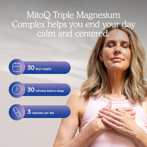 MitoQ Triple Magnesium Complex | Magnesium Glycinate, Taurinate, Oxide with GABA for Heart Health, Stress Management, & Deeper Sleep | High Absorption | 90 Capsules MitoQ buy supplements Au