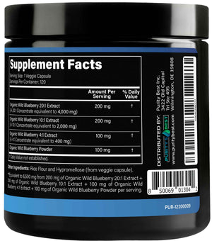 Purity’s Best Wild Blueberry Extract, Rich in Flavonoids & Anthocyanins, Antioxidant Support for Brain & Heart Health, 4-Month Supply