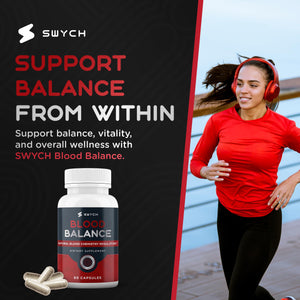 Blood Balance Supplement for Healthy Blood Support, Circulation, Metabolism & Vitality | Energy Formula with Premium Ingredients | Holistic Products to Support Cardiovascular Function – 60 Capsules SWYCH buy supplements Au
