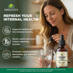 HEBRALICIOUS Wormwood Black Walnut Liquid Drops – Herbal Blend with Pumpkin Seed, Clove, Garlic & Oregano Oil – Alcohol Free Herbal Tincture – Liquid Dietary Supplement, 4 fl oz (120ml) HERBALICIOUSBuy Supplements Australia