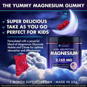 Magnesium Glycinate 2150 MG Gummies, High Absorption Magnesium Glycinate, Citrate & Malate, Sugar-Free, Vegan, Chews for Men & Women, 60 Gummies, Cherry Flavor– 60 Wild Cherry Flavor Chews Secret ElementBuy Supplements Australia