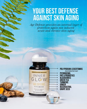 Inner Glow Age Defense Vitamins - Dermatologist and Plastic Surgeon Developed to Fight photoaging and Melasma, Polypodium Leucotomos Antioxidant Formula – Vegan, Gluten-Free – 60 Capsules Inner GlowBuy Supplements Australia
