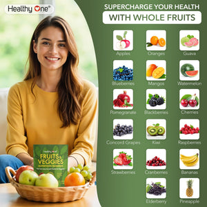 Fruits & Veggies Sugar-Free Gummies - 27 Whole Foods - Equals 3 Servings of Fruits & Vegetables - Improve Energy, Focus & Immune Function - Fiber - Antioxidants - Organic Ingredients - 14 Packets Healthy One buy supplements Au