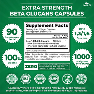 Zazzee Extra Strength 1,3/1,6 Beta Glucans, 1000 mg, 100% Concentrated, 90 Vegan Capsules, Supports a Healthy Immune System, 100% Vegetarian, All-Natural and Non-GMO ZazzeeBuy Supplements Australia