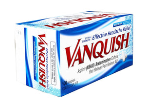 Vanquish Effective Headache Relief – Aspirin (NSAID), Acetaminophen, Caffeine, 100 Analgesic Coated Caplets - 3 Pack VanquishBuy Supplements Australia