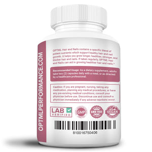 OPTML Hair and Nail Vitamins for Hair Growth and Thickness, Biotin-Infused Hair Pills, Hair Vitamins for Faster Hair Growth and Healthy Nails, for Women and Men, 60 Capsules OPTML buy supplements Au