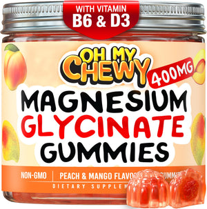 Center-Filled Magnesium Glycinate Gummies 400MG - High Absorption for Kids, Teens & Adults - Supplement for Sleep, Calm & Muscle Relaxation with B6 & D3 - Gluten Free & Vegan Friendly - 60 Count OH MY CHEWYBuy Supplements Australia