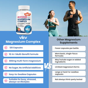 VEV DeepCalm Magnesium Complex for Women – 15-in-1 Glycinate & Citrate Capsules with Ashwagandha & L-Theanine – 120 Vegan Capsules VEVBuy Supplements Australia