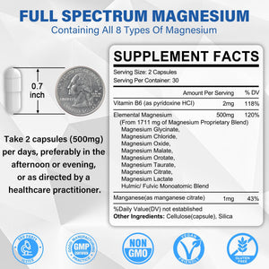 Magnesium Complex Supplement 8 Forms, 500mg Magnesium Glycinate, Malate, Citrate, High Absorption Mg for Calm, Sleep, Mood & Healthy Muscle, Pack of 2, Total 120 Vegan Capsules EnvyCure buy supplements Au