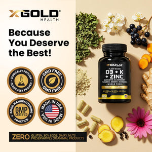 Vitamin D, K2, K1, Zinc, Quercetin, Elderberry, Turmeric, Ginger & Echinacea Whole Food Supplement 8 in 1- D3 5000 IU Plant-Based from Lichen, Vitamin K (K2 MK7, MK4, K1), D3 K2 Vitamins -120 Capsules X Gold Health buy supplements Au