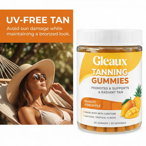 DXWXH Gleaux Tanning Gummies, Tanning Gummies for Women, Sunless Radiance Support with Beta Carotene, Astaxanthin & Lycopene, for Skin Health & Complexion Support, Mango Pineapple Flavor, 60 Gummies DXWXH buy supplements Au