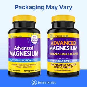 InnovixLabs Advanced Magnesium Capsules - 150 Ct, 210 mg - Chelated Glycinate and Malate - High Absorption, Promotes Relaxation, Bones, Muscle Health, Vegan Malate Sleep Supplement InnovixLabs buy supplements Au