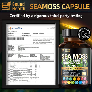 Sea Moss Capsules with Ashwagandha, Turmeric, Bladderwrack, Vitamins C & D for Natural Energy, Sleep Support & Hair Growth, 1200mg Herbal Blend, for Man & Women, Third-Party Tested,16-in-1 Supplement SoundHealthBuy Supplements Australia
